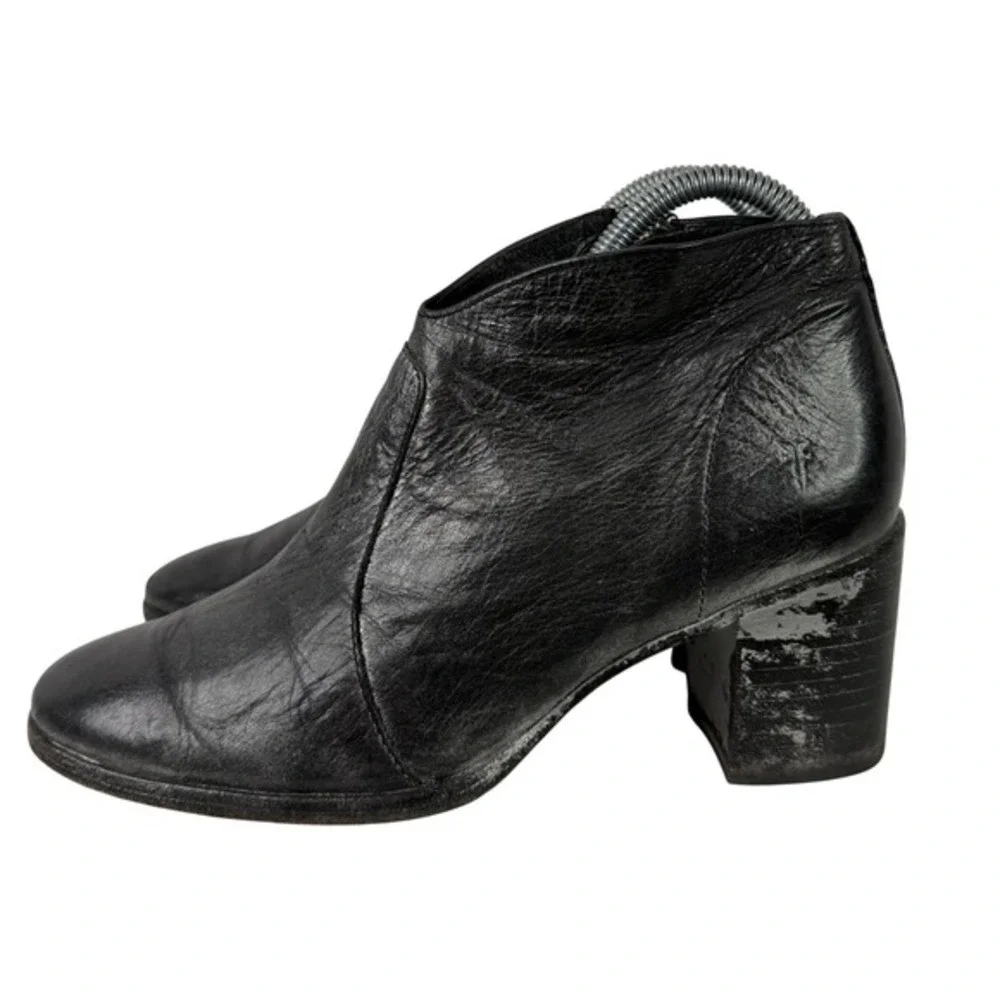Frye Nora Metallic Leather Side Zip Block Ankle Bootie Womens 8 B‎